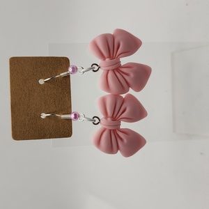 Pink Bow Earrings